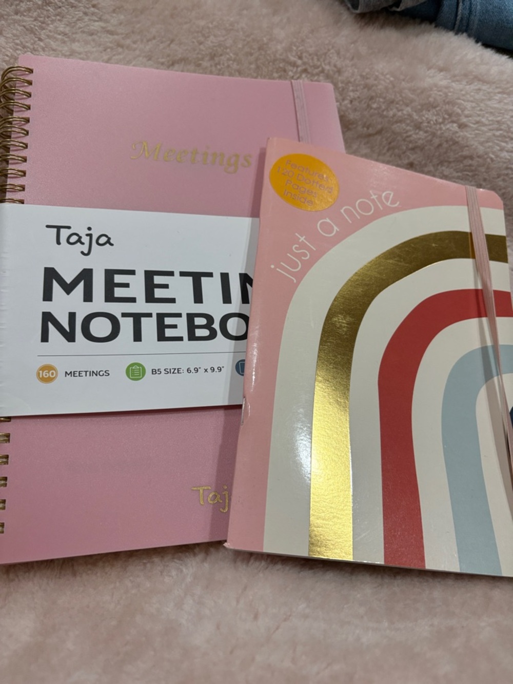 Pink Meetings Notebook — Softcover & Spiral Set with Gold Accents